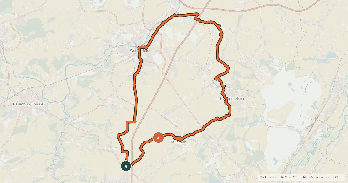 Kartenübersicht der Radroute Rippach Radweg