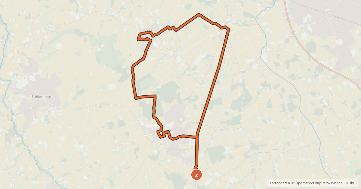 Kartenübersicht der Radroute Ritter-Route