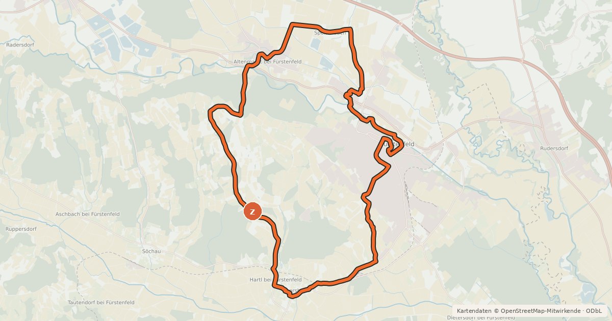 Kartenübersicht der Radroute Ritterorden Radl-Tour