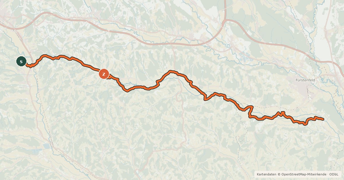 Kartenübersicht der Radroute Rittscheintalradweg