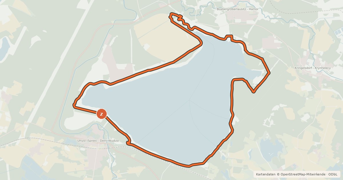 Kartenübersicht der Radroute RK 1 Bärwalder See