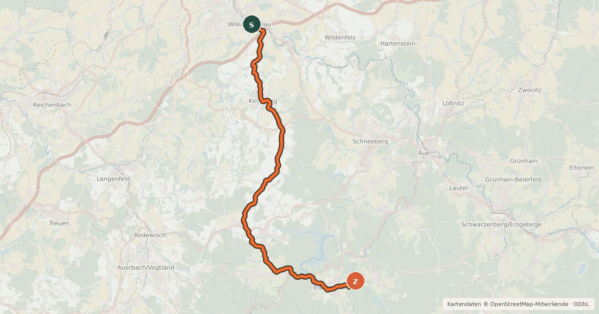 Kartenübersicht der Radroute Rödelbach-Bürstenroute