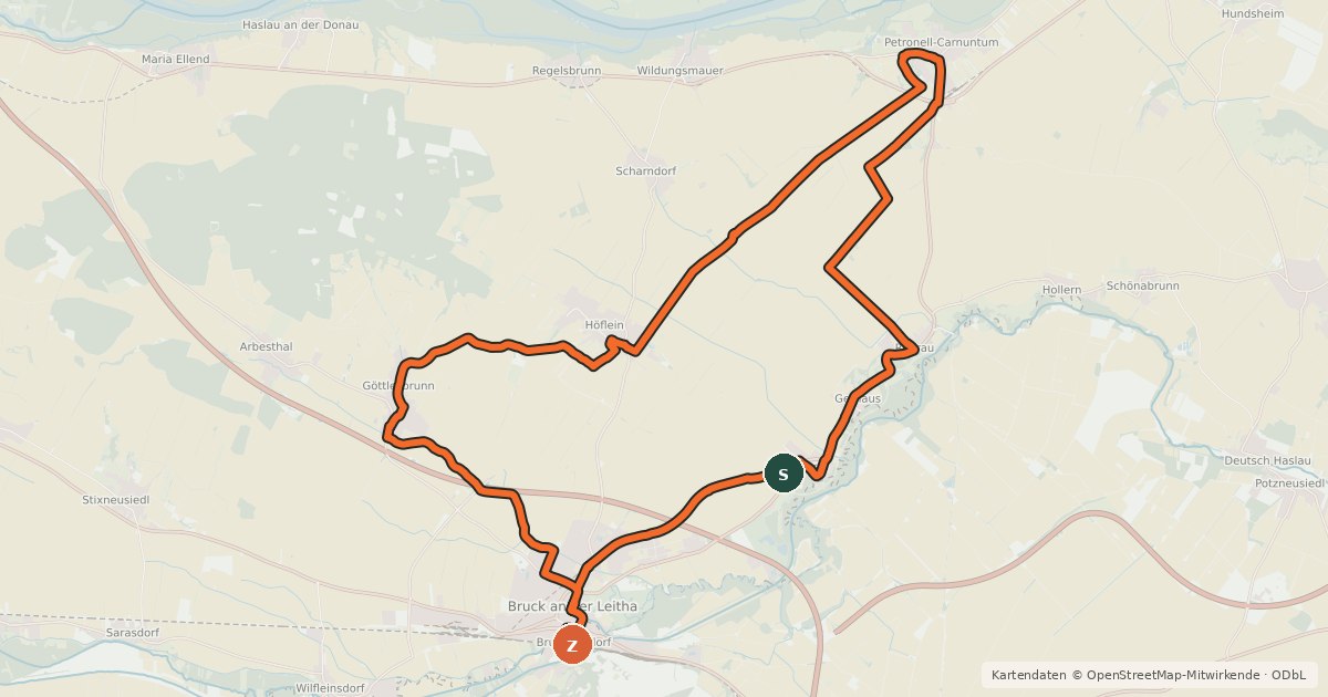 Kartenübersicht der Radroute Römer Tour