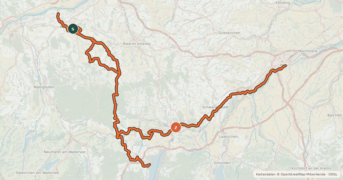 Kartenübersicht der Radroute Römerweg