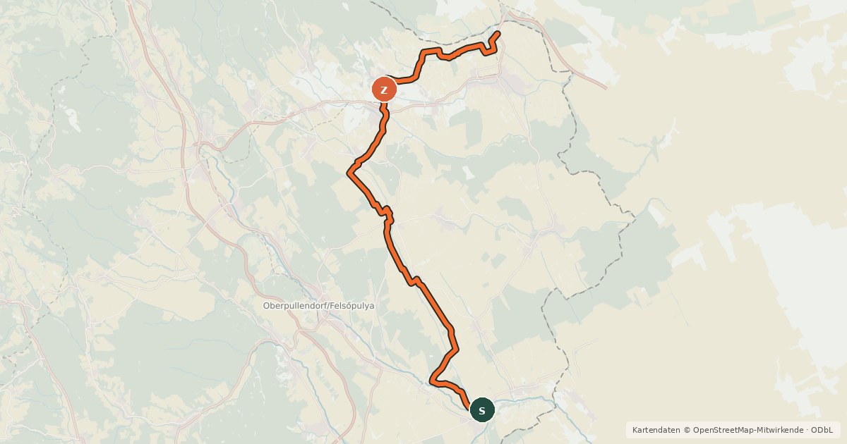 Kartenübersicht der Radroute Römische Bernsteinstraße Radwanderweg