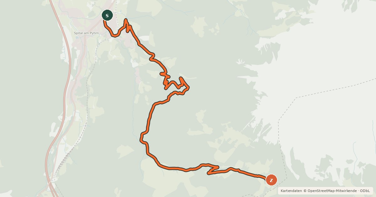 Kartenübersicht der Radroute Rohrauerhaus Mountainbiketour MTB9