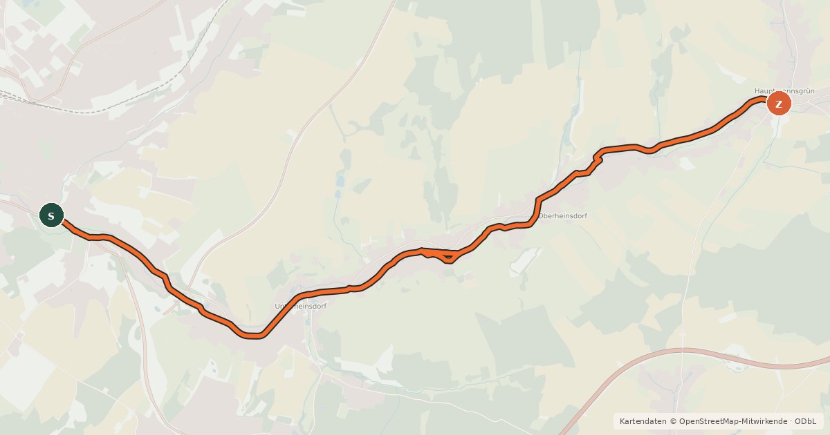 Kartenübersicht der Radroute Rollbockbahn