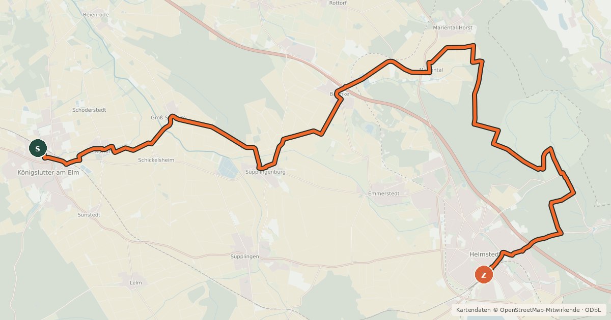 Kartenübersicht der Radroute Romanik-Radweg
