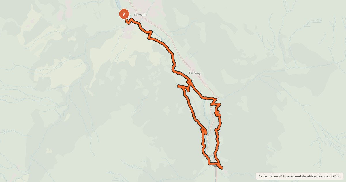 Kartenübersicht der Radroute Rona Bike