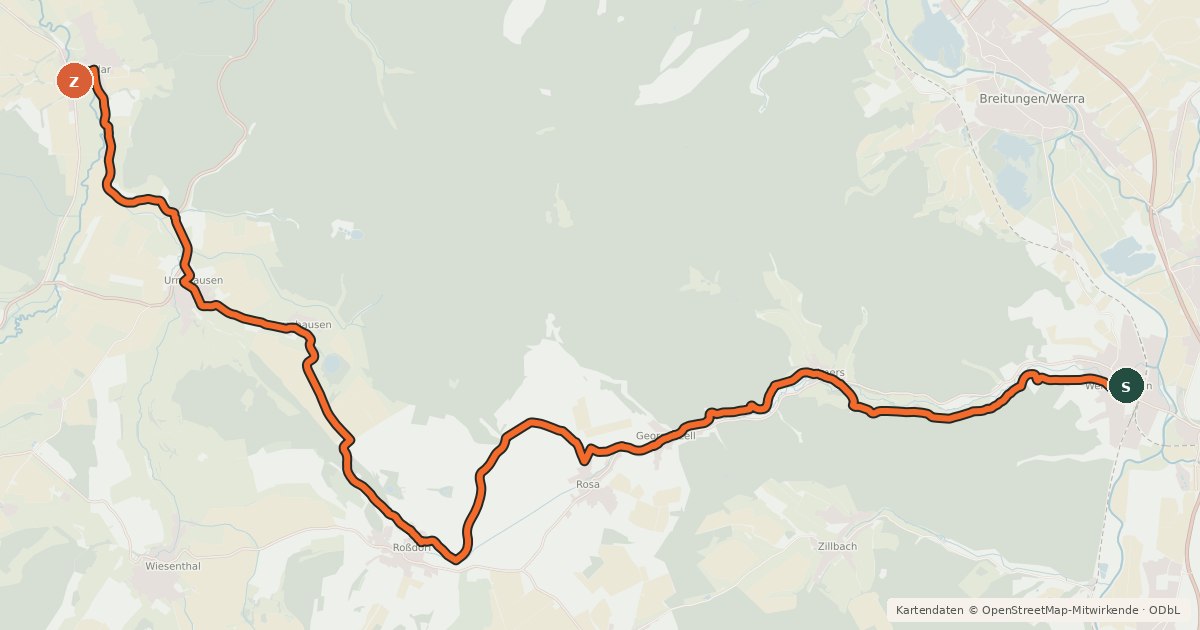 Kartenübersicht der Radroute Rosatal-Radweg