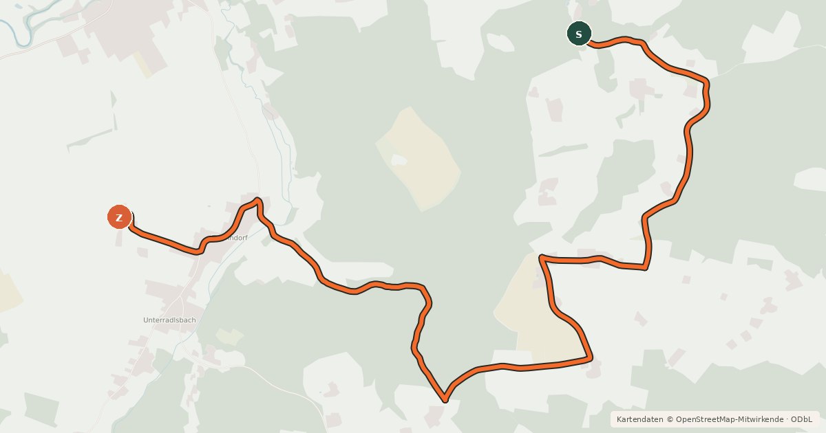 Kartenübersicht der Radroute Roßbach 1