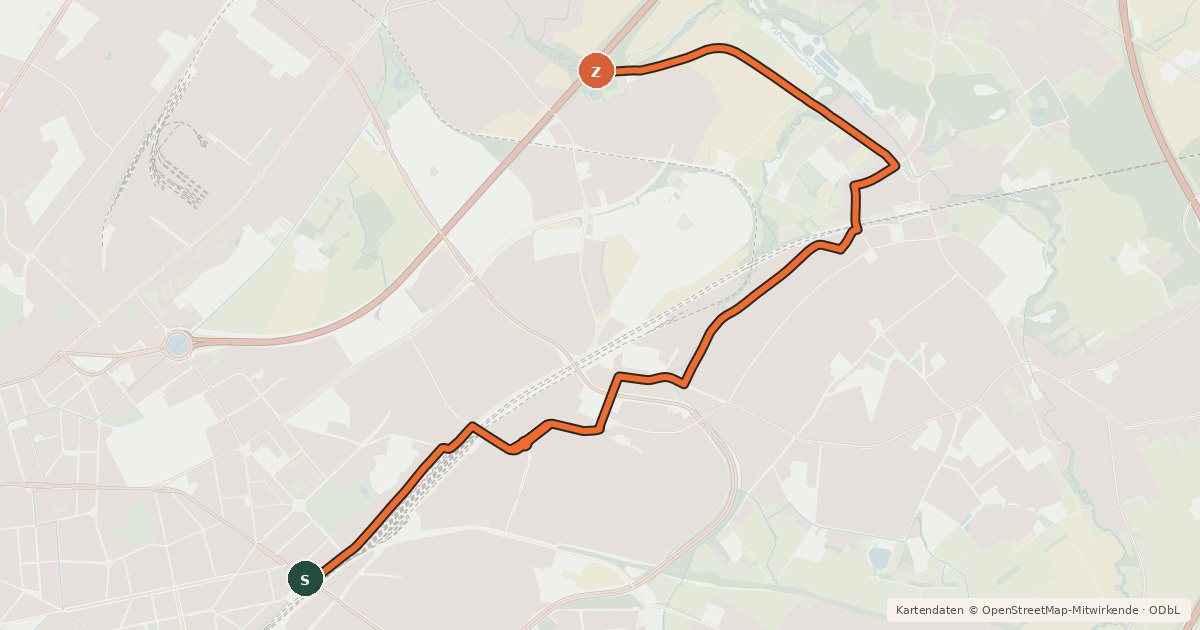 Kartenübersicht der Radroute Rothe Erde (7) - Nirm (51)