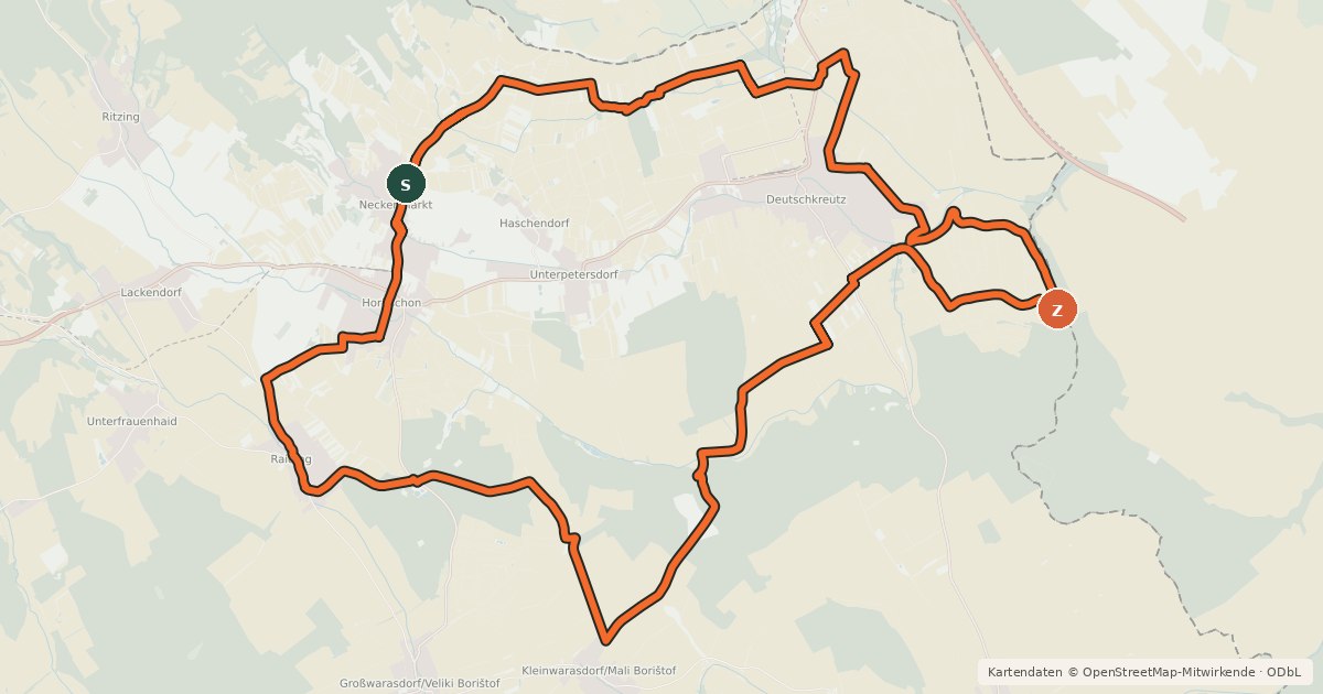 Kartenübersicht der Radroute Rotweinradweg