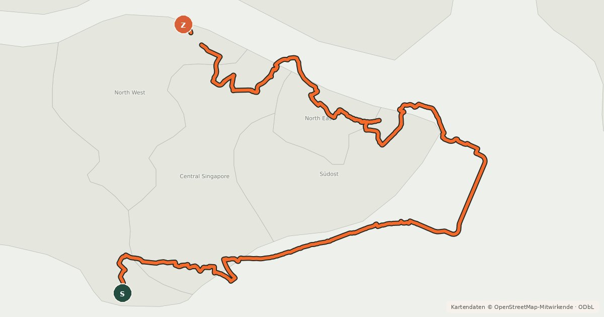 Kartenübersicht der Radroute Round Island Route