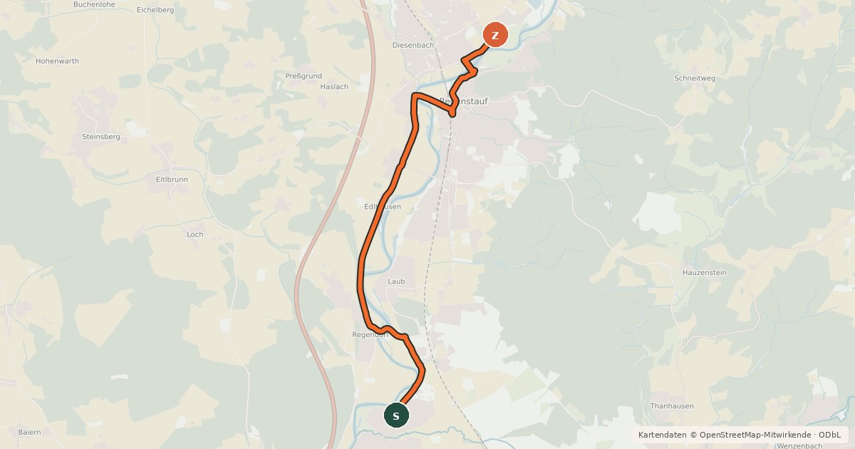 Kartenübersicht der Radroute Route 2