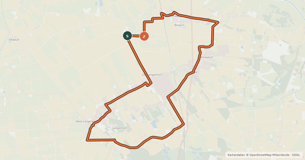 Kartenübersicht der Radroute Route an der Geestkante