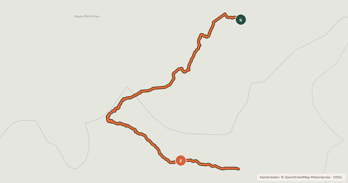 Kartenübersicht der Radroute Route des Grandes Alpes à vélo, variante Guillestre / Barcelonnette