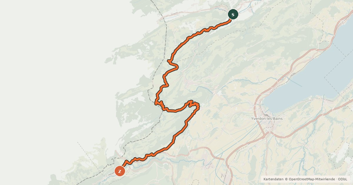 Kartenübersicht der Radroute Route du Jura