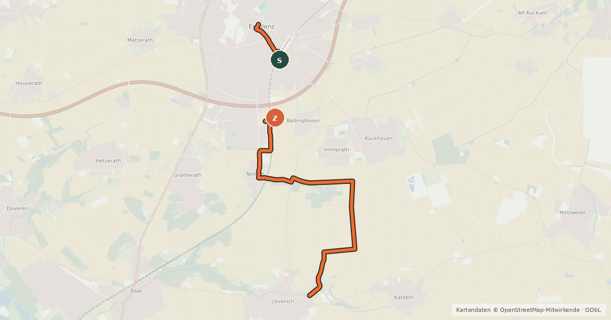 Kartenübersicht der Radroute Route gegen das Vergessen
