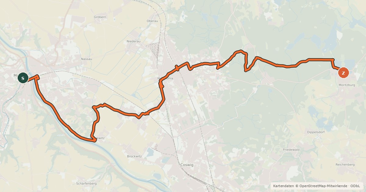 Kartenübersicht der Radroute Route M