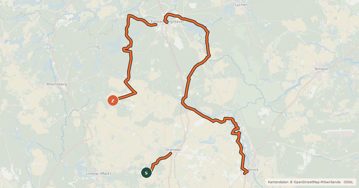 Kartenübersicht der Radroute Route REGiO-Nord