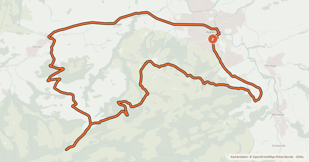 Kartenübersicht der Radroute Route Scheidegg