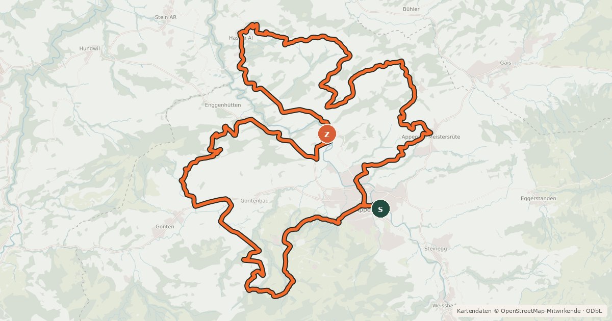Kartenübersicht der Radroute Route Schlatt-Kau