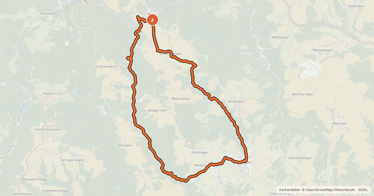 Kartenübersicht der Radroute RouteWT 10 - Zwei-Täler-Tour
