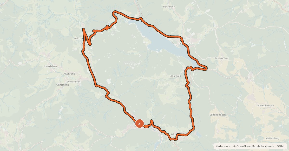 Kartenübersicht der Radroute RouteWT 12 - St. Blasierland-Schluchsee-Tour