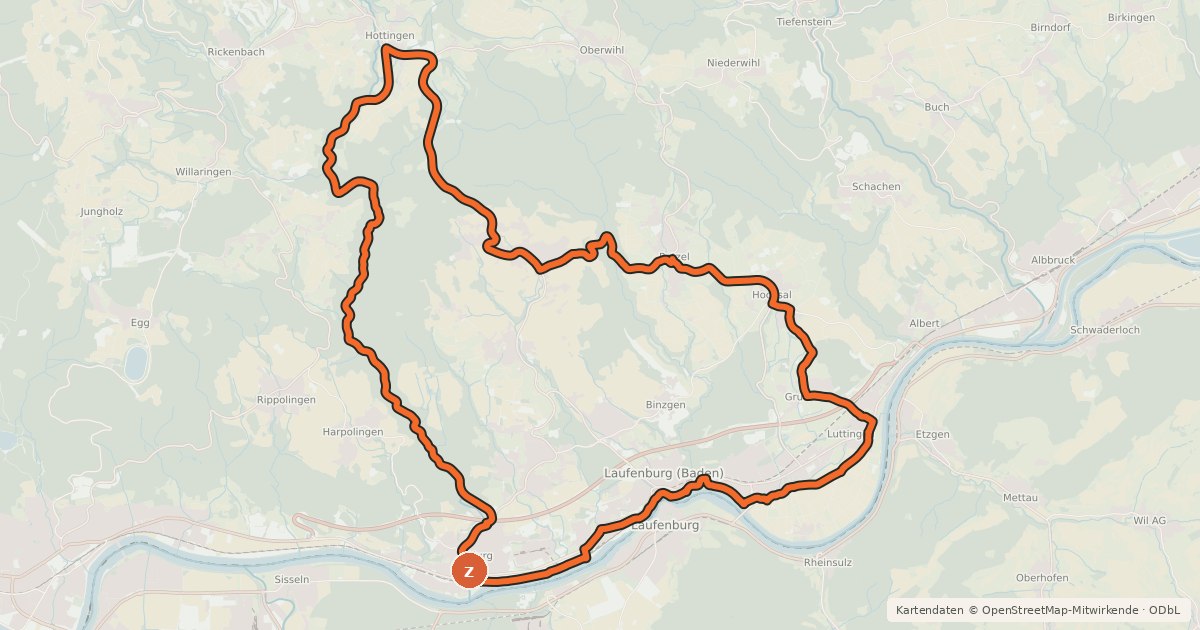 Kartenübersicht der Radroute RouteWT 2 - Rhein-Murg-Tour