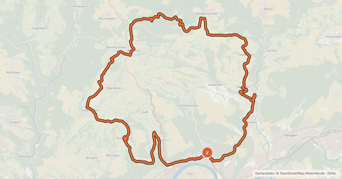 Kartenübersicht der Radroute RouteWT 3 - Rosen-Rhein-Route