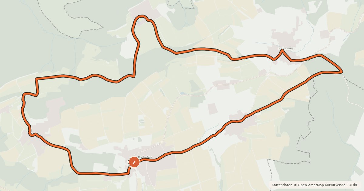 Kartenübersicht der Radroute RouteWT 6 - Rösser Tour