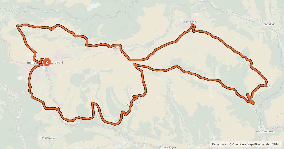 Kartenübersicht der Radroute RouteWT 8 - Wutach-Acht