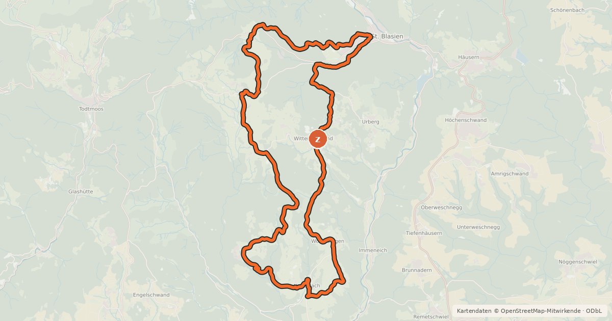 Kartenübersicht der Radroute RouteWT 9b - Panorama-Lang-Route
