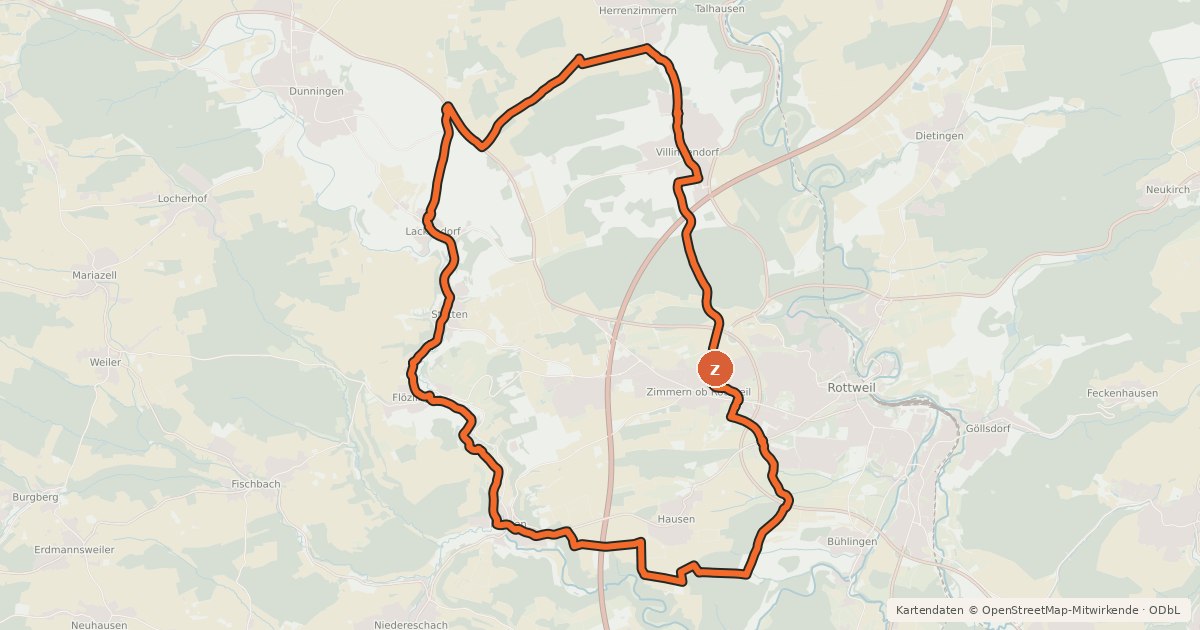 Kartenübersicht der Radroute RP13 Ins Eschachtal