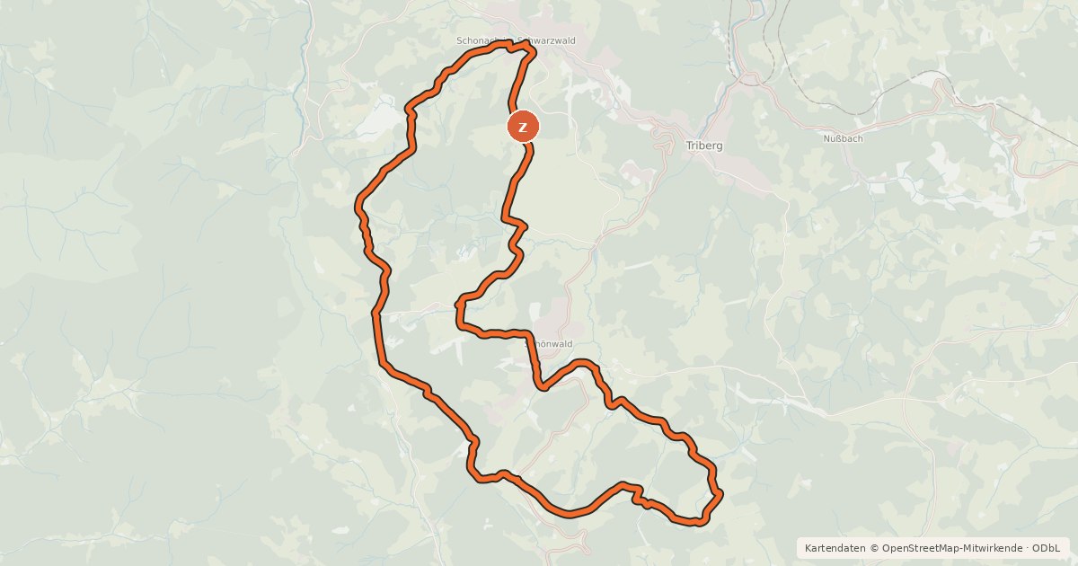 Kartenübersicht der Radroute RP17 Hochtal-Route
