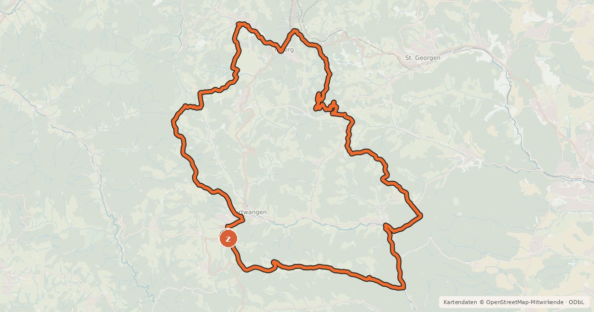 Kartenübersicht der Radroute RP18 Ferienland Route