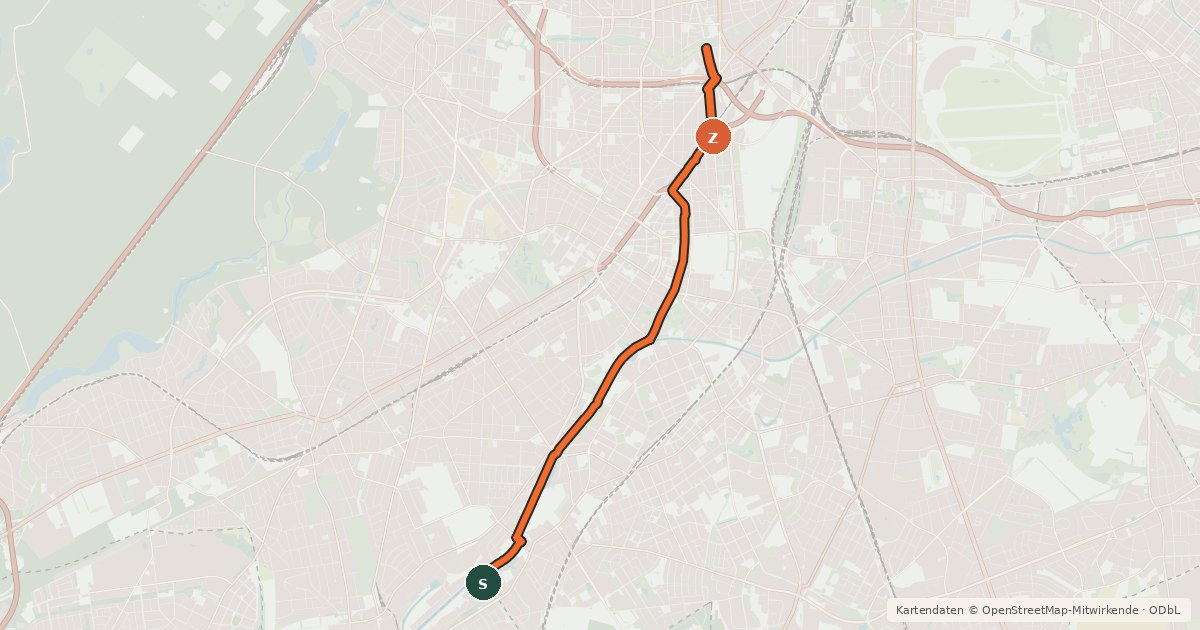 Kartenübersicht der Radroute RR12 - Teltow-Route