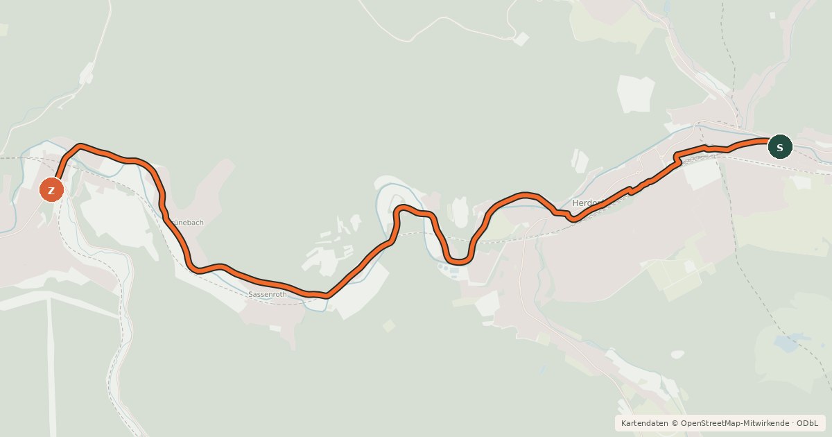 Kartenübersicht der Radroute RSW (SI-56) Neunkirchen - (AK-xx) Betzdorf-Alsdorf
