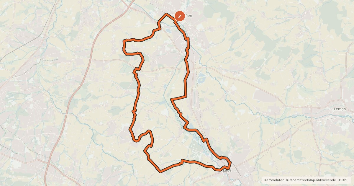 Kartenübersicht der Radroute Rübenroute