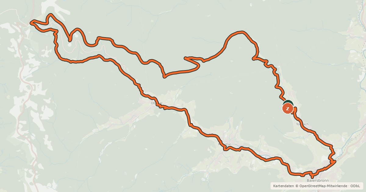 Kartenübersicht der Radroute Ruhestein-Tour
