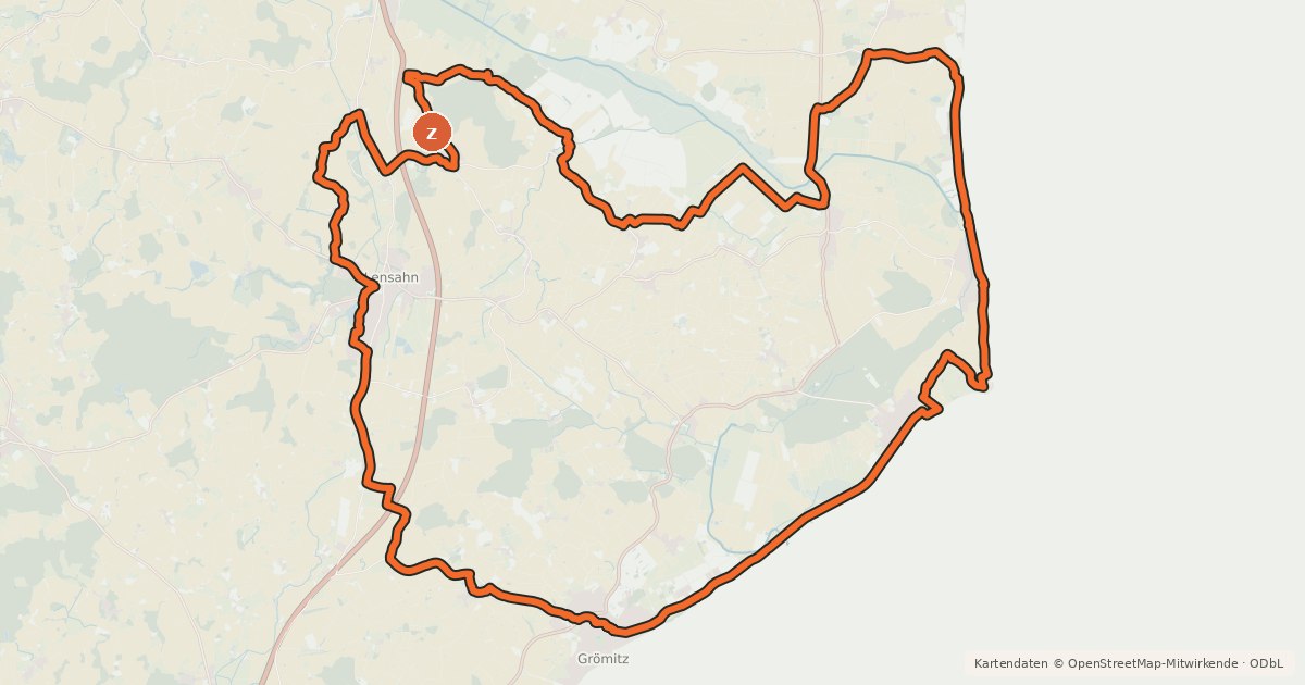 Kartenübersicht der Radroute rund tour