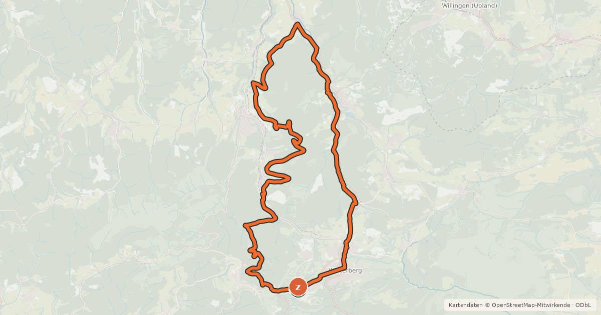 Kartenübersicht der Radroute Rund um den Kuhlenberg