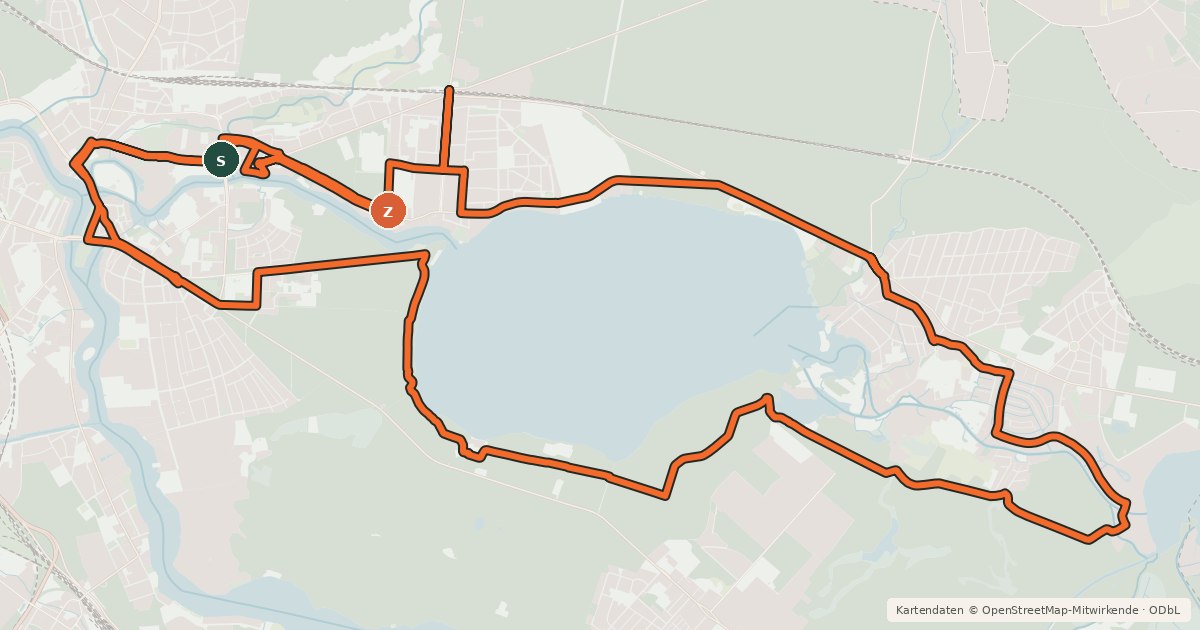 Kartenübersicht der Radroute Rund um den Müggelsee