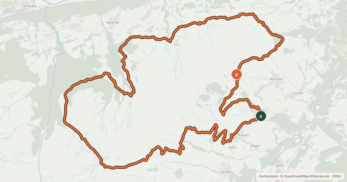 Kartenübersicht der Radroute Rund um den Mundaun Bike