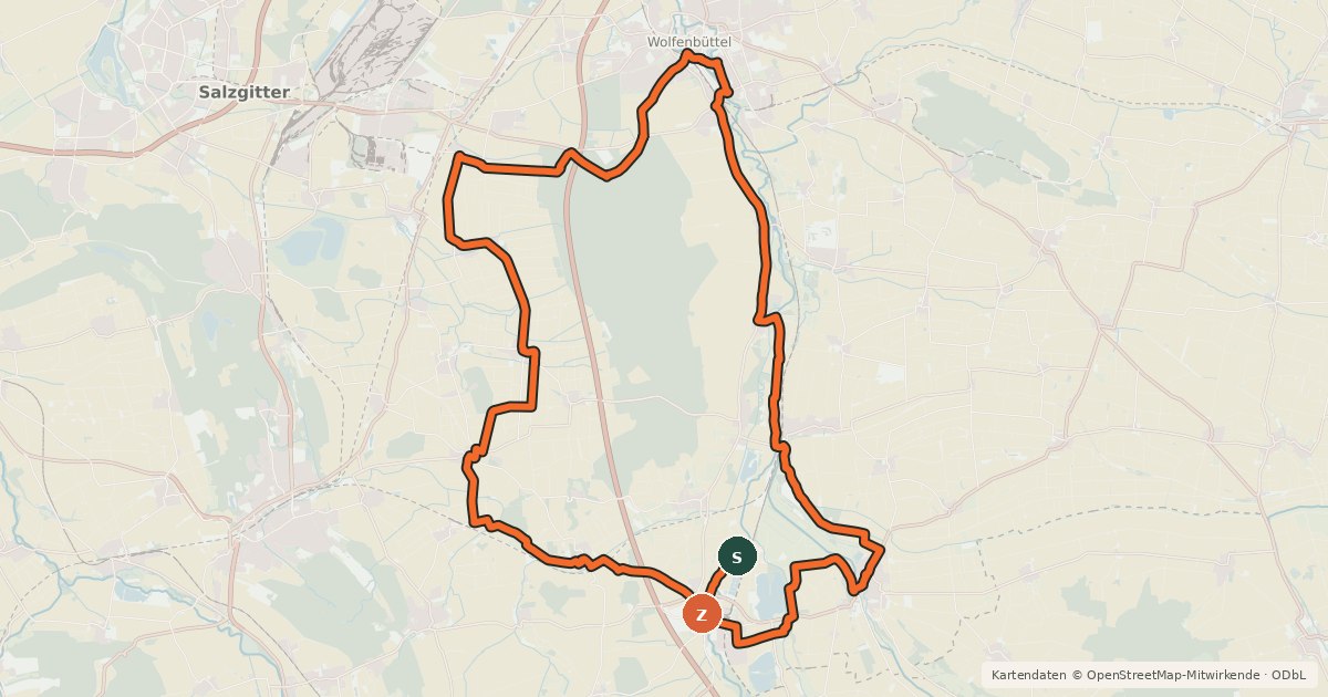 Kartenübersicht der Radroute Rund um den Oderwald