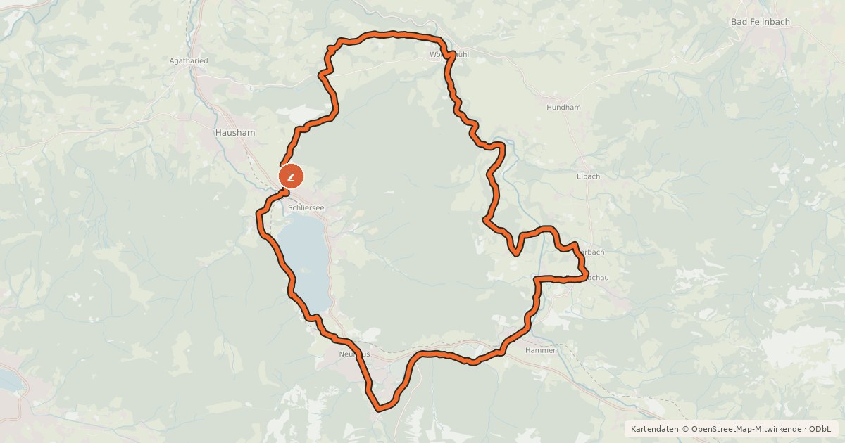 Kartenübersicht der Radroute Rund um den Schliersberg