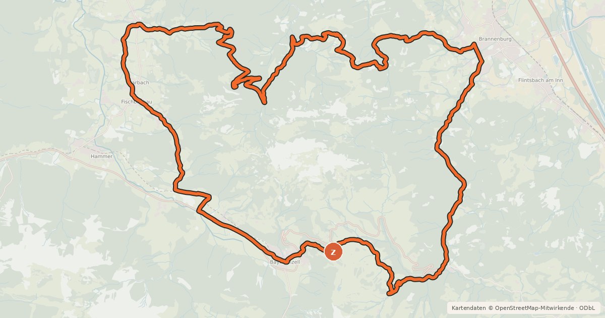 Kartenübersicht der Radroute Rund um den Wendelstein
