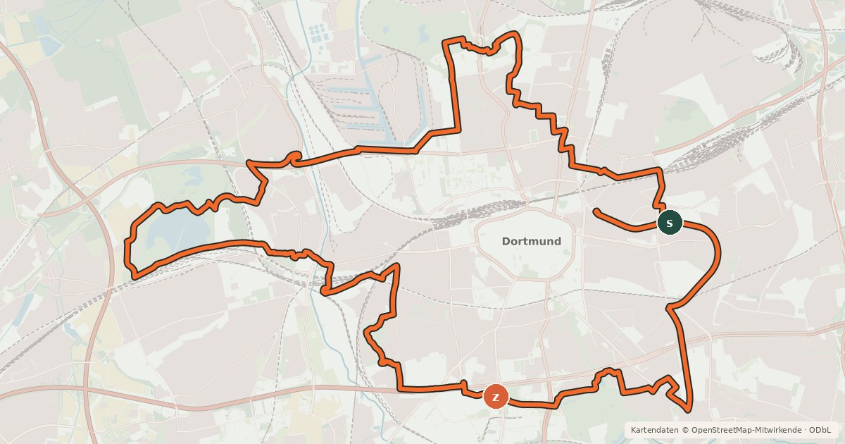 Kartenübersicht der Radroute Rund um die City
