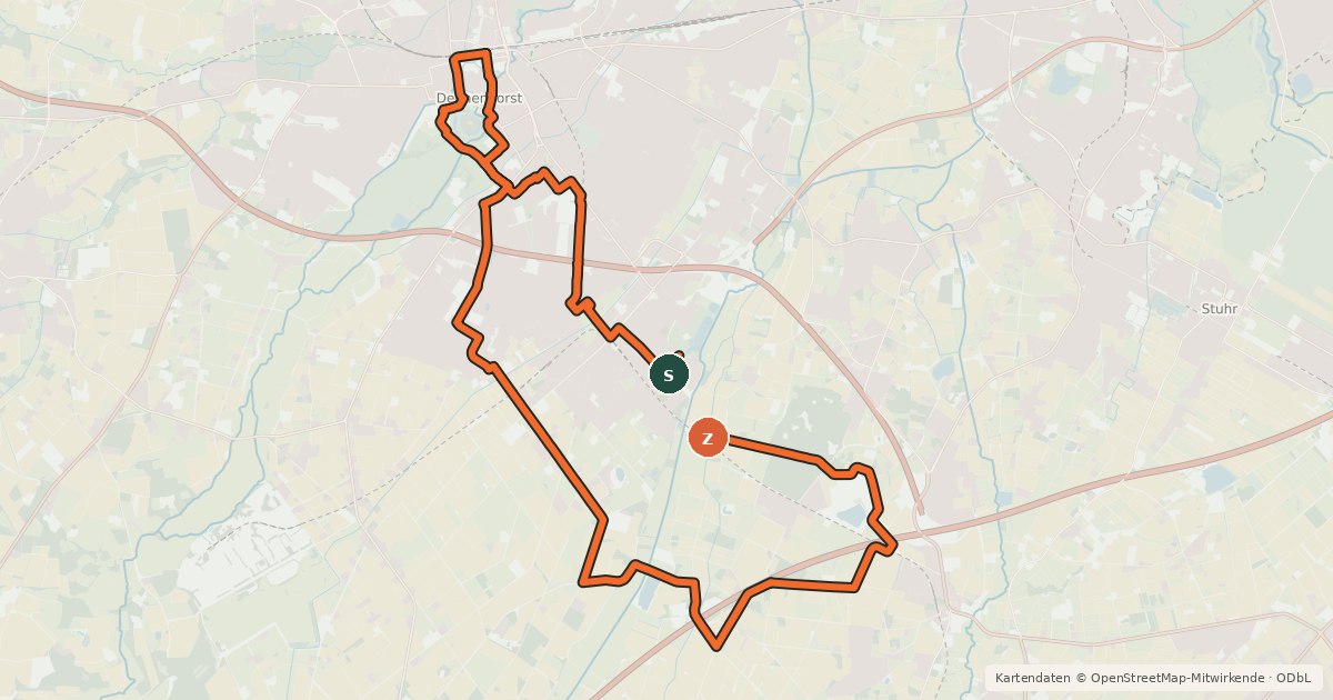 Kartenübersicht der Radroute Rund um die Steller Heide